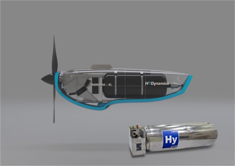 thumbnail H3 Dynamics Liquid hydrogen nacelles with Hylium Liquid hydrogen tank (Photo: Business Wire)