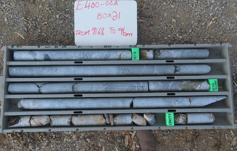 Figure 3: Drill Core from Hole 2A - The core pictured in Figure 3 shows the clearly visible sulfide mineralization. (Photo: Business Wire)