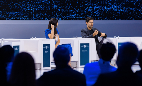 Adrian Grenier, environmental activist and actor speaks during the Zayed Sustainability Prize Forum in Abu Dhabi, UAE (Photo: AETOSWire)