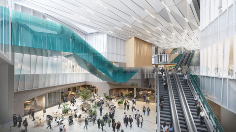 Station Atrium (Overlooking view; image) (Note: please be sure to state the copyright “ⒸDBOX for Mori Building Co., Ltd.” when using this image.) (Graphic: Business Wire)
