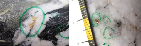 Figure 1: Photos of mineralization from: Left: at ~208m in NFGC-22-766, Right: at ~118m in NFGC-22-855. ^Note that these photos are not intended to be representative of gold mineralization in NFGC-22-766 and NFGC-22-855. (Photo: Business Wire)