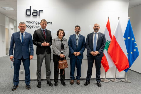 original [Right to left] Dar Regional Director of Operations Danny Aoun, Dar Chairman and CEO Talal Shair, HE the Lebanese Ambassador to Poland Reina Charbel, CEO of CPK Mikołaj Wild, and Director of Aviation at CPK Piotr Kasprzyk. (Photo: AETOSWire)