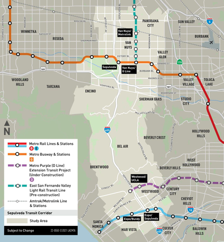 The Sepulveda Transit Corridor Project (STC) intends to link Los Angeles’ San Fernando Valley to its westside neighborhoods with innovative, high-speed, high-capacity service that will provide a transit alternative to I-405 traffic congestion. (Graphic: Business Wire)
