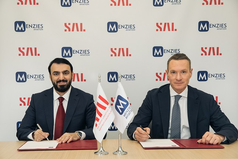 thumbnail From left to right - Mr. Faisal AlBedah, Managing Director and CEO of SAL Saudi Logistics Services and Philipp Joeinig, CEO, Menzies Aviation (Photo: AETOSWire)