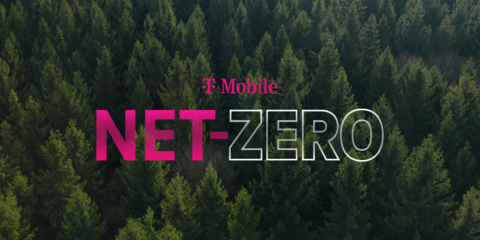 The Un-carrier becomes the first in U.S. wireless to set target to achieve net-zero emissions across its entire carbon footprint by 2040; also signs onto The Climate Pledge to reinforce commitment (Graphic: Business Wire)