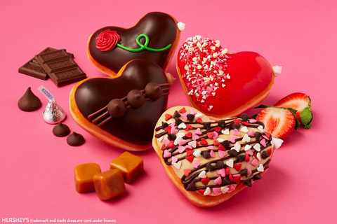 Beginning Jan. 30, share a limited-edition dozen box of Krispy Kreme’s all-new Valentine’s doughnuts made with real Hershey’s chocolate (Photo: Business Wire)