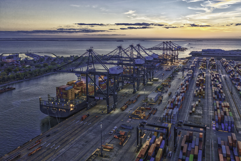 original Sunrise over Port Houston's Bayport Container Terminal. (Photo: Business Wire)
