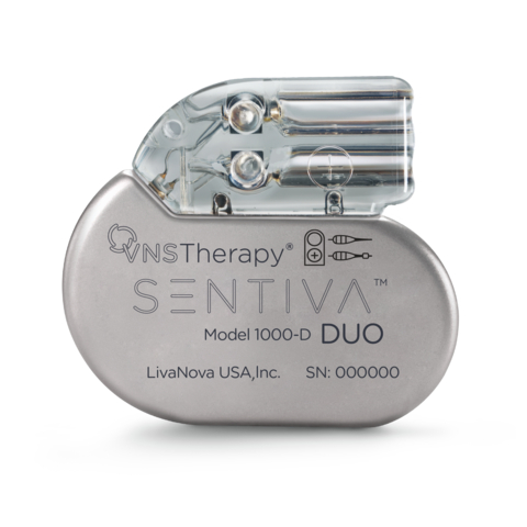 LivaNova's SenTiva DUO™, an implantable pulse generator with a dual-pin header to provide VNS Therapy™ for the treatment of drug-resistant epilepsy. (Photo: Business Wire)