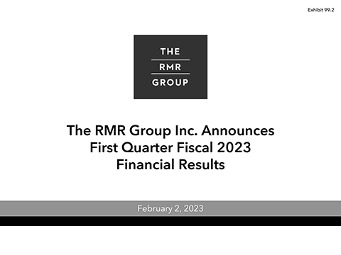 The RMR Group Fiscal First Quarter 2023 Financial Results