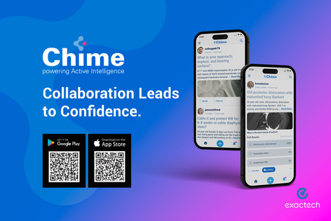 Exactech Releases the Next Generation of Chime: A Clinical Exchange Forum for Orthopaedic Surgeons (Graphic: Business Wire)