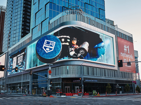 LA Kings legend Dustin Brown stars in Downtown L.A.'s first-ever 3D billboard. Augmented Reality technology brings the billboard to life. (Courtesy LA Kings)