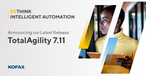 Transform the way you work with our latest release: Kofax TotalAgility 7.11. TotalAgility 7.11 adds several improvements, such as enhanced Intelligent Document Processing (IDP), new low code design features, and enhanced DevSecOps capabilities. (Graphic: Kofax)