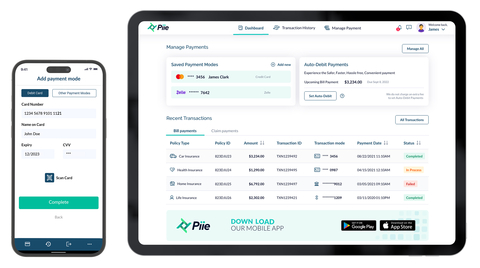 original Piie (Payments Intelligent Integration Engine) payments-as-a-service platform, including mobile application support. (Photo: Business Wire)