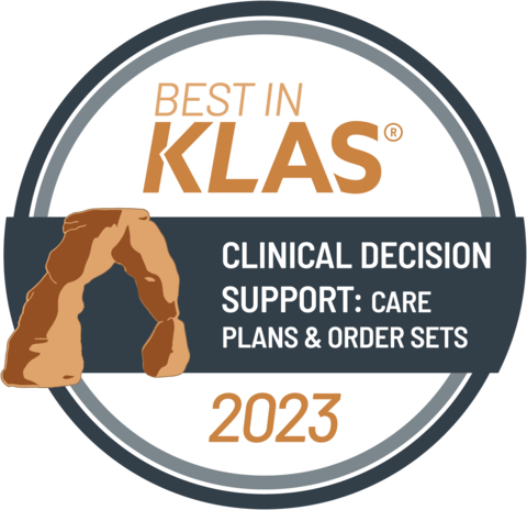 Zynx Health is the KLAS Research 2023 Best in KLAS recipient for Clinical Decision Support: Care Plans & Order Sets (Graphic: Business Wire)