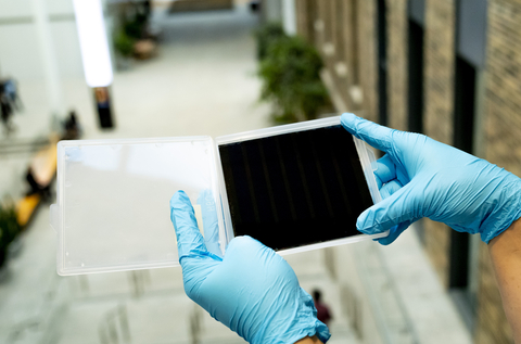 Photo of QD Solar's perovskite solar cell made from slot-die coating (Photo: QD Solar)
