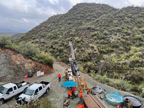 Figure 4. Looking ESE towards drill rig on pad W1 to test the Western Target. Drilling of the first hole from pad W1 is currently underway. (Photo: Business Wire)