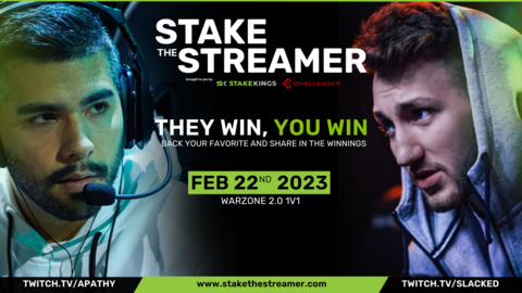 Stake the Streamer - Apath vs Slacked - Feb 22 2023 - StakeKings.com/Challenger (Graphic: Business Wire)