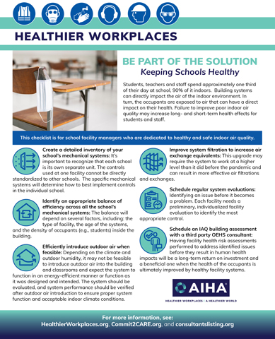 AIHA Healthier Workplaces Infographic School Facilities