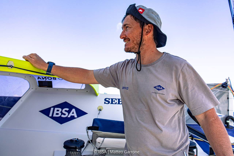 original Skipper Alberto Bona on the Class40 IBSA (©IBSA | Matteo Garrone)