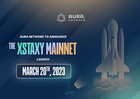 Aura Network announces the launch date for Xstaxy Mainnet on March 20th, 2023. (Graphic: Business Wire)