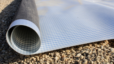 A close up image of the proprietary encapsulated and reinforced geomembrane used as part of the patented contaminant vapor intrusion mitigation system. (Photo: Business Wire)