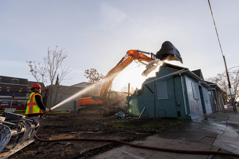 Construction workers begin to demolish the site of Urban Catalyst's Keystone project. (Photo: Business Wire)