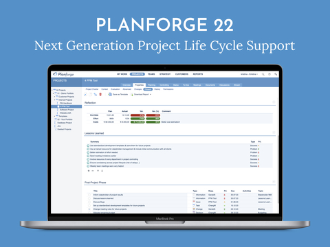 thumbnail Planforge 22 supports a new dynamic project closure, lessons learned, and more. (Graphic: Business Wire)