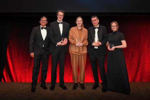 Scripter emcee Glenn Sonnenberg, screenwriter Will Smith, writer Miriam Toews, writer Mick Herron, screenwriter Sarah Polley (Photo: Business Wire)