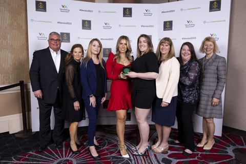 Team DirectEmployers is all smiles as they accept the Bronze Award in the Customer Service Department of Year - All Other Industries category at the 2023 Stevie Awards for Sales & Customer Service in Las Vegas, Nevada. (Photo: Business Wire)