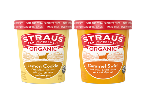 Straus Family Creamery introduces two new organic super premium ice cream flavors: Lemon Cookie and Caramel Swirl at Natural Products Expo West in Anaheim this week. (Photo: Business Wire)