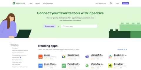 With over 400 app integrations, the Pipedrive Marketplace enables customers to sync their data across systems all in one place. https://www.pipedrive.com/en/marketplace (Photo: Business Wire)