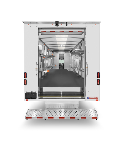 The Morgan Truck Body Class 4 Parcel Delivery EV Van features full-height walk-through capability and is designed for increased driver convenience and productivity. (Photo: Morgan Truck Body)