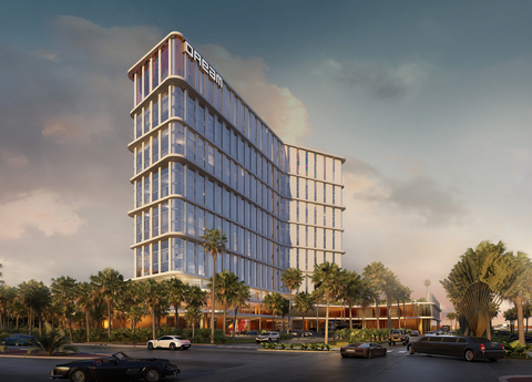 Dream Las Vegas hotel and casino will feature state-of-the-art DAS and Wi-Fi 6E connectivity from Boingo Wireless. Rendering prepared by DLR Architects.