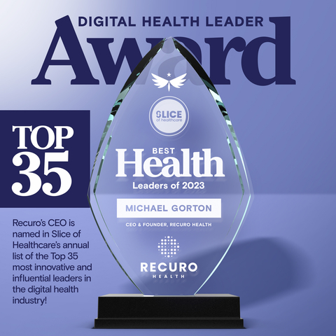 Michael Gorton, CEO, Recuro has been named one of "The Top 35 Digital Health Leaders of 2023" by Slice of Healthcare, a top healthcare media company. (Graphic: Business Wire)