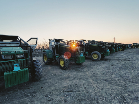 Fleet of tractors outfitted with Fieldin autonomy kits equipped with an Ouster OS1 sensor. (Photo: Business Wire)