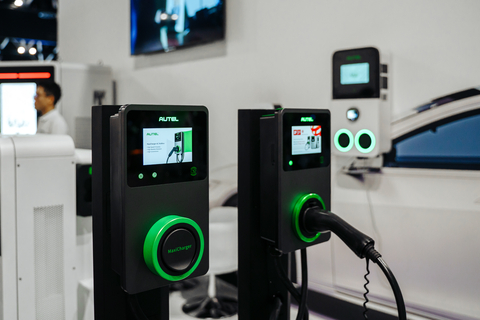 22 kW MaxiCharger AC Wallbox on display at Fully Charged LIVE Australia (Photo: Business Wire)
