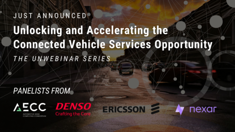 The AECC and analyst firm Frost & Sullivan will host the on-demand webinar, “Unlocking and Accelerating the Connected Vehicle Services Opportunity.” Register to view the webinar at bit.ly/AECCWebinar2023. (Graphic: Business Wire)