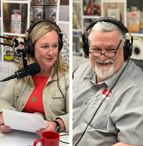 Oatey's podcast, The Fix, is co-hosted by Katherine Lehtinen, Oatey’s Senior Vice President of Brand & Digital Marketing, and Technical Applications Manager & Master Plumber Doug Buchan. (Photo: Oatey)