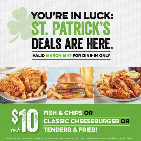 A bevy of delicious items for only $10 will have guests feeling lucky at O'Charley's this St. Patrick's Day! (Graphic: Business Wire)