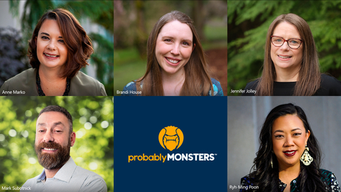 ProbablyMonsters new executive hires - clockwise from top left: Anne Marko, Brandi House, Jennifer Jolley, Ryh-Ming Poon, Mark Subotnick. (Photo: Business Wire)