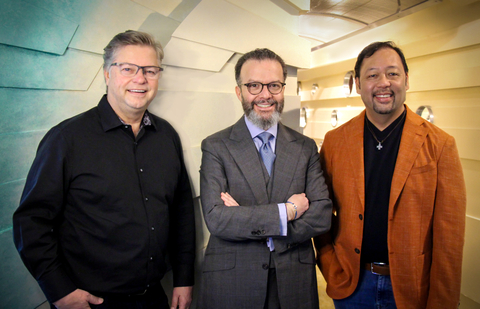 Simon Philips has joined entertainment powerhouse Falcon's Beyond as President. (L-R) Scott Demerau, Executive Chairman, Simon Philips, President, and Cecil D. Magpuri, Chief Executive Officer. (Photo: Business Wire)