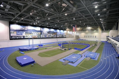 Project includes replacing the Cadet Field House track surface. Photo credit: Dan Sims