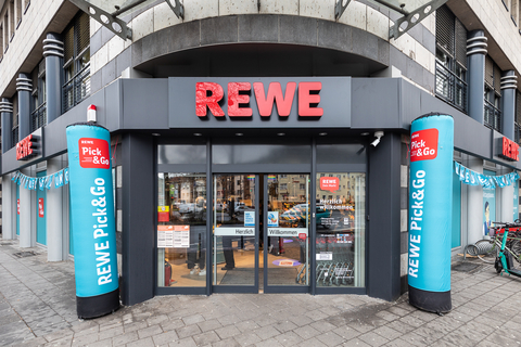 The entrance to REWE's new Pick&Go Trigo-powered store in Cologne. (Photo: Business Wire)