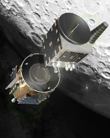 Rendering of Firefly’s Blue Ghost transfer vehicle deploying the European Space Agency’s Lunar Pathfinder satellite to lunar orbit. Source: Firefly Aerospace