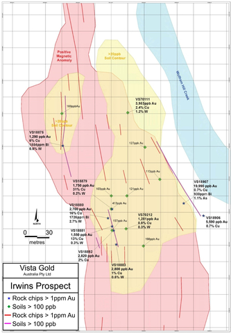 Figure 5 – Irwins Area – High-grade Sample Locations on Magnetic Anomaly. (Graphic: Business Wire)