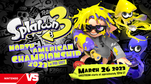 On March 26, don’t miss the best of the best ink it out in the Splatoon 3 North American Championship 2023 tournament at PAX East in Boston! The top four teams from the Splatoon 3 Splatsville Showdown tournament will be competing across all ranked modes to see which squid squad will emerge vINKtorious! (Graphic: Business Wire)
