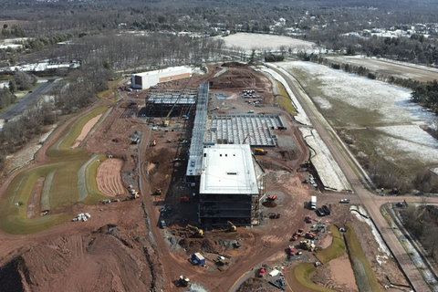 Aerial view of the 400,000 square foot manufacturing and R&D center BeiGene is building in Hopewell, NJ. (Photo: Business Wire)