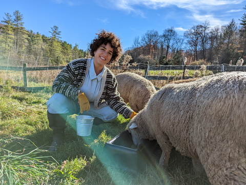 Haydee Borrero of Sheepy Hollow LLC in Ithaca, New York, is a past grant recipient using the funds to help manage her flock of American Romney sheep. (Photo: Business Wire)