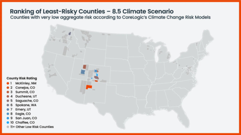 Ranking of least risky counties - 8.5 climate scenario (Graphic: Business Wire)