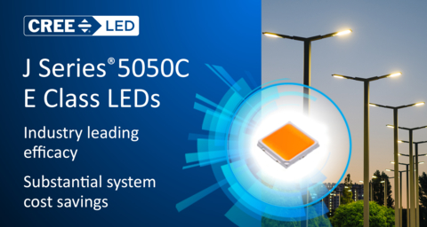 Cree LED announces new J Series 5050C E Class LEDs offering breakthrough light output, high efficacy, and long lifetimes for directional lighting applications. (Graphic: Business Wire)